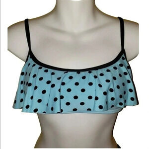 Coco Rave black & turquoise‎ polka dot bikini top